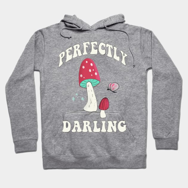 Perfectly Darling Mushroom and Butterfly Cottagecore Aesthetic Hoodie by YourGoods